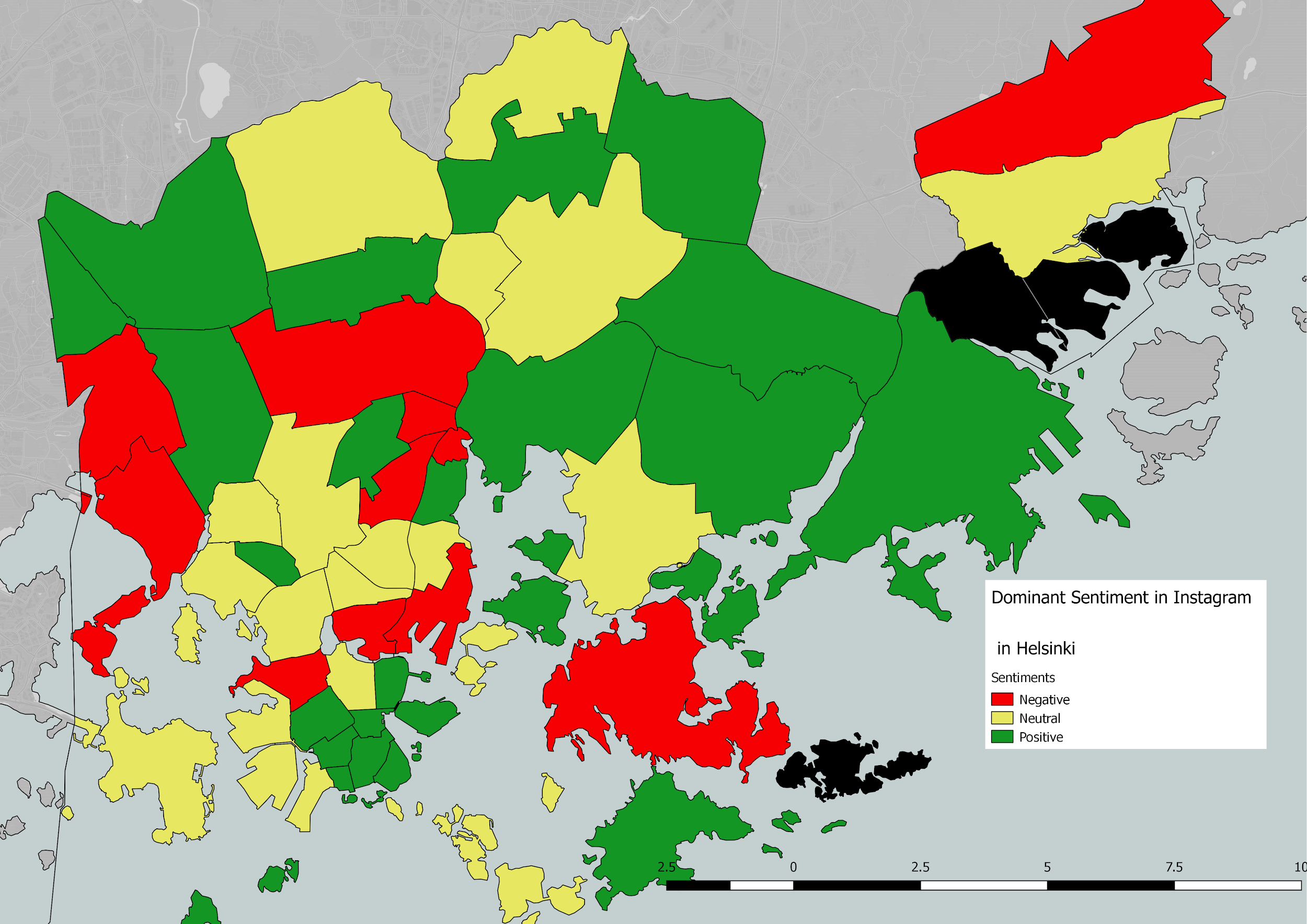 Figure 6: Dominant sentiments in the Helsinki region